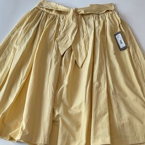 eva mendes for New York & Company Pale Yellow Tie-Waist Full Pleated Skirt
